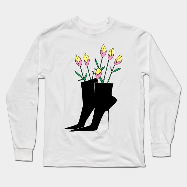 Boot with flowers Long Sleeve T-Shirt by Marcio Alek